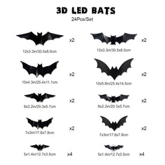 💥💥🦇 Halloween 3D oświetlone nietoperze
