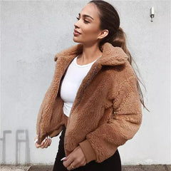 Damski wełniany płaszcz 2024 jesienno-zimowy nowy kardigan damski płaszcz z kołnierzem polarowym