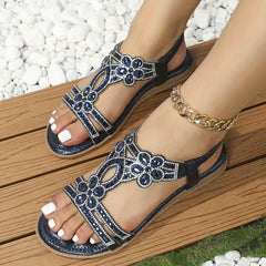 🔥 Last Day Promocja 50% zniżki -Women&#39;s Bling Rhinestone Boho Style Flat Sandals