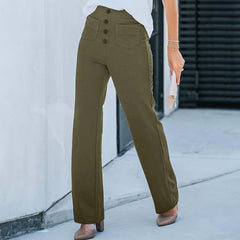 Typar Elastyczne, proste spodnie z wysokim stanem i prostymi nogawkami