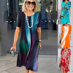 Sukienka plisowana z nadrukiem