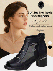 ✨Sandały z miękkiej skóry na średnim obcasie👡