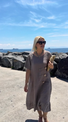 👗Modna sukienka z bawełny i lnu z okrągłym dekoltem