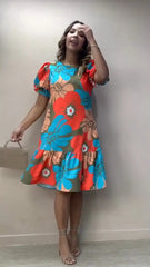 【S-5XL】Nowa sukienka 2025 z kwiatowym nadrukiem