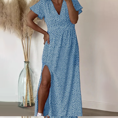 Seksowna damska sukienka maxi z rozcięciem z boku