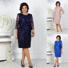 Koronkowa patchwork wydrukowana przez ponadwymiarową sukienkę