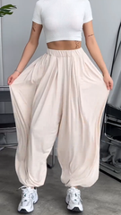 Damskie, swobodne, wygodne, szerokie spodnie