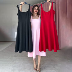 🌈💫Solidna i elegancka: sukienka z kwadratowym dekoltem i francuskimi szelkami💃✨