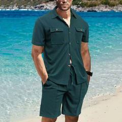 Koszula męska z krótkim rękawem i spodenki 2-częściowy komplet