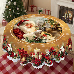 Obrus świąteczny premium – uroczy motyw Świętego Mikołaja i renifera na radosne chwile z rodziną