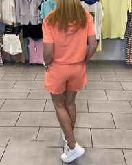 Zestaw sportowych spodenek z kapturem w jednolitym kolorze