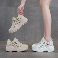 Letnie oddychające, grube, wydrążone buty damskie