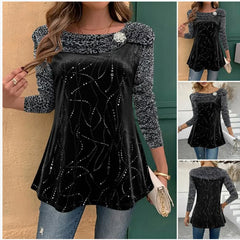 👗Elegancka aksamitna koszula z cyrkoniami – luksusowy look na każdą okazję