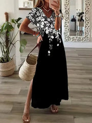 Sukienka z nadrukiem i dekoltem w serek