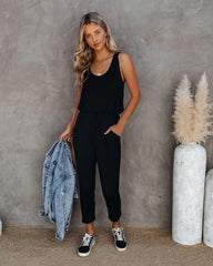 Swobodny solidny patchwork U szyja zwykłe kombinezony (3 kolory)