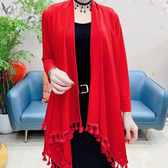 Szal jesienno-zimowy nowy damski plus size z ciepłymi szerokimi frędzlami