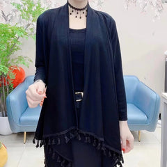 Szal jesienno-zimowy nowy damski plus size z ciepłymi szerokimi frędzlami