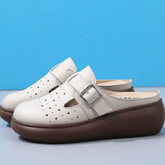 【35-42】Puste, oddychające, grube, miękkie, skórzane kapcie