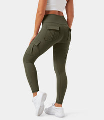 Obcisłe legginsy do jogi z wysokim stanem i kieszeniami cargo