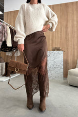 Spódnica damska z satyny koronkowej