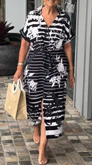 Swobodna nowa sukienka koszuli drukowana🌴