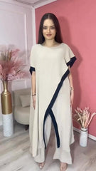 Luźny damski komplet z topem i szerokimi spodniami (2 części)