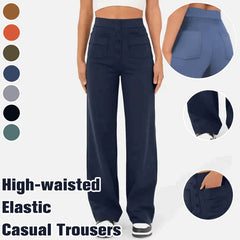 Typar Elastyczne, proste spodnie z wysokim stanem i prostymi nogawkami