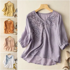 🔥[M-3XL] Luźna koszula z haftowaną koronką dla kobiet