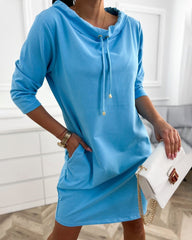 Lekka sukienka z bawełny i lnu z kieszeniami