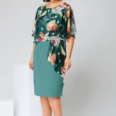 [S-4XL]🌺Elegancka sukienka z siateczki z nadrukiem i okrągłym dekoltem