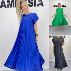[S-5XL]2025 Summer New Fashion Pleated A-line Dress