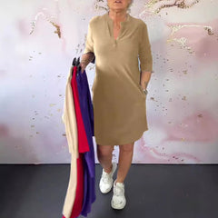 Letnia sukienka midi z dekoltem w serek dla kobiet