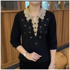 Temperamentny damski top z klapami ze strasu