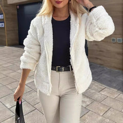 Wełniana kurtka wierzchnia z kapturem na jesień i zimę