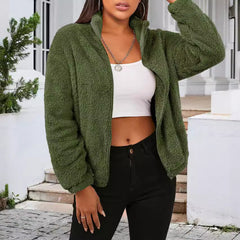 Nowy zimowy, pluszowy, luźny, ciepły kardigan z długimi rękawami