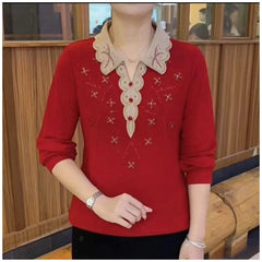 Temperamentny damski top z klapami ze strasu