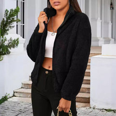 Nowy zimowy, pluszowy, luźny, ciepły kardigan z długimi rękawami