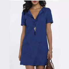 Sukienka midi z cienkiego jeansu