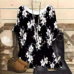 Malowana koszulka z krótkim rękawem i nadrukiem 3D