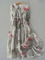 Sukienka koszulowa jednorzędowa z rękawem trzy czwarte