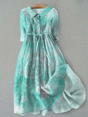 Sukienka koszulowa jednorzędowa z rękawem trzy czwarte