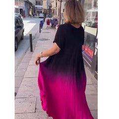 Casualowa plisowana sukienka w kolorze ombre