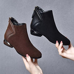 Miękka skórzana miękka podeszwa plus polarowe krótkie buty