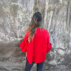 Modne damskie krótkie rękawy z okrągłym dekoltem sweter rozpinany