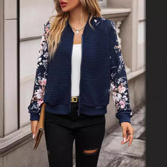 Jesienno-zimowa damska kurtka z długim rękawem, zapinana na zamek