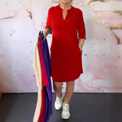 Letnia sukienka midi z dekoltem w serek dla kobiet