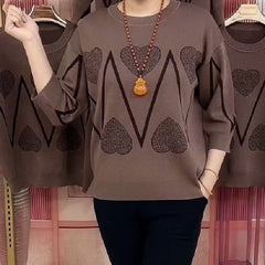 Uroczy, luźny top z rękawem 3/4 na jesień