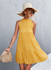 🌞 Wiosna/Lato 2024 Sukienka bez rękawów Halter Spódnica o linii A