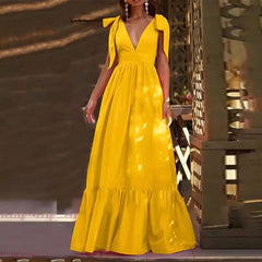 💃Seksowna sukienka na szelkach z kokardką i odkrytymi plecami