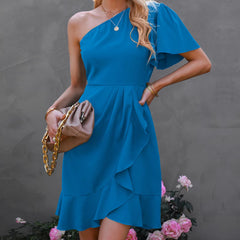 💃👚👘 Spódnica midi z falbanami na jedno ramię